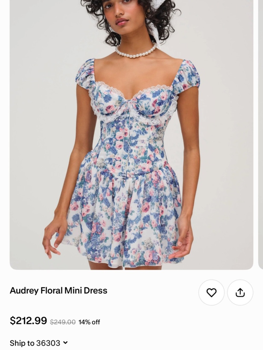 Audrey Floral Mini Dress - Blue & Pink